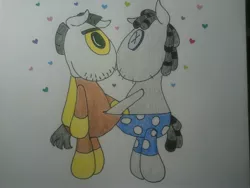 Size: 2560x1920 | Tagged: artist:youregoingtoloveme, brutus force, colored pencil drawing, derpibooru import, doll, grope, heart, no exceptions, shipping, simple background, smartyforce, smarty pants, suggestive, toy, traditional art, want it need it