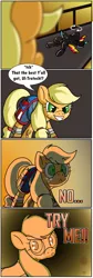 Size: 1202x3571 | Tagged: safe, artist:brother orin, derpibooru import, applejack, sunset shimmer, pony, circling stars, crossover, fulgore, killer instinct