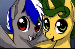 Size: 1045x677 | Tagged: safe, artist:starshinebeast, derpibooru import, oc, oc:avalon, oc:bassy, unofficial characters only, pegasus, pony, unicorn, male, selfie