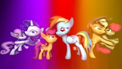 Size: 1920x1080 | Tagged: 3d, apple bloom, applejack, artist:sugarcube-cake, crusaders of the lost mark, cutie mark, cutie mark crusaders, derpibooru import, rainbow dash, rarity, safe, scootaloo, siblings, sisters, sweetie belle, the cmc's cutie marks