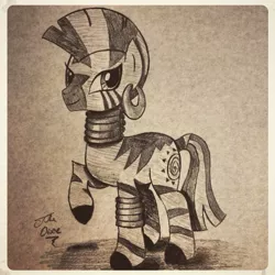 Size: 1008x1008 | Tagged: artist:theasce, derpibooru import, monochrome, safe, solo, traditional art, zebra, zecora