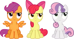 Size: 9522x5000 | Tagged: absurd resolution, apple bloom, artist:revstreak, cutie mark crusaders, derpibooru import, looking up, safe, scootaloo, simple background, sitting, somepony to watch over me, spread wings, sweetie belle, transparent background, vector