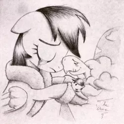 Size: 1024x1024 | Tagged: artist:theasce, bathrobe, beautiful, clothes, crying, derpibooru import, monochrome, rainbow dash, robe, safe, slippers, tank, tanks for the memories, traditional art