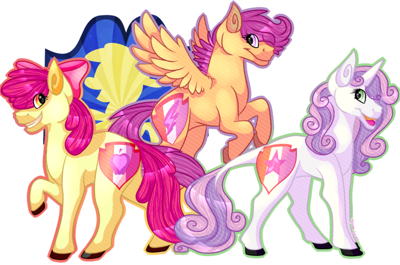 Size: 1796x1192 | Tagged: apple bloom, artist:queen-lynxie, classical unicorn, crusaders of the lost mark, cutie mark, cutie mark crusaders, derpibooru import, leonine tail, safe, scootaloo, sweetie belle, the cmc's cutie marks