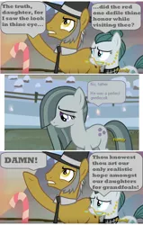 Size: 1020x1607 | Tagged: suggestive, derpibooru import, edit, edited screencap, screencap, big macintosh, cloudy quartz, igneous rock pie, marble pie, earth pony, pony, hearthbreakers, implied big macintosh, male, quartzrock, screencap comic, speech bubble, stallion, vulgar