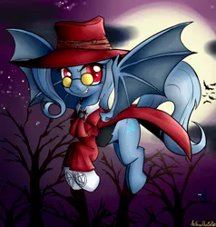 Size: 1689x1773 | Tagged: safe, artist:anibaruthecat, derpibooru import, trixie, pony, unicorn, vampire, alucard, crossover, fangs, female, hellsing, mare, red eyes, solo