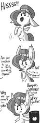 Size: 806x2418 | Tagged: safe, artist:tjpones, derpibooru import, oc, oc:brownie bun, oc:richard, unofficial characters only, bat pony, earth pony, human, pony, vampire, vampony, horse wife, blushing, book, clothes, costume, cute, female, floppy ears, monochrome, offscreen character, sparkles, tumblr, twilight (series)