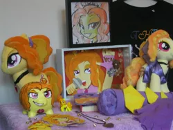 Size: 3488x2616 | Tagged: safe, artist:blazingdazzlingdusk, derpibooru import, adagio dazzle, ponified, pony, equestria girls, rainbow rocks, blind bag, clothes, collection, custom, doll, equestria girls ponified, figure, irl, merchandise, necklace, painting, photo, picture frame, piggy bank, plushie, shadowbox, shirt, shrine, the dazzlings, toy