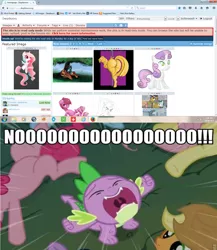 Size: 1364x1568 | Tagged: a dog and pony show, applejack, caption, derpibooru, derpibooru import, edit, edited screencap, fluttershy, image macro, meme, meta, pinkie pie, screencap, spike, suggestive