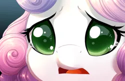 Size: 5100x3300 | Tagged: artist:starshinebeast, close-up, colored pupils, commission, crying, cute, daaaaaaaaaaaw, derpibooru import, diasweetes, face, open mouth, pleading, sad, safe, solo, sweetie belle