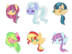 Size: 2500x1900 | Tagged: safe, artist:luckyclau, derpibooru import, indigo zap, lemon zest, sour sweet, sugarcoat, sunny flare, sunset shimmer, alicorn, pony, equestria girls, friendship games, alicornified, alternate mane six, blob, blob ponies, chibi, crystal prep academy, crystal prep shadowbolts, cute, race swap, shadow five, shimmercorn, simple background, transparent background, wink