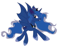 Size: 1600x1268 | Tagged: safe, artist:dr-whiskey, derpibooru import, princess luna, bat pony, pony, lunabat, race swap, simple background, solo, spread wings, transparent background