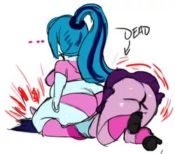 Size: 1414x1252 | Tagged: dead source, suggestive, artist:bimbo sparkles, derpibooru import, sonata dusk, twilight sparkle, equestria girls, ..., ass, bbw, bimbo, bimbo sparkle, breasts, chubby, death, death by snu snu, fat, female, lesbian, sitting, sonata donk, sonatubby, the ass was fat, twibutt, twilight dusk