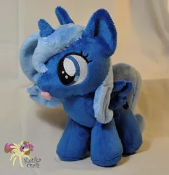 Size: 900x932 | Tagged: safe, artist:ketika, derpibooru import, princess luna, alicorn, pony, :p, cute, filly, irl, photo, plushie, silly, smiling, solo, tongue out, woona