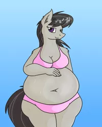 Size: 1000x1250 | Tagged: anthro, artist:irateliterate, bbw, belly, belly button, bikini, breasts, cleavage, clothes, derpibooru import, fat, fatavia, female, obese, octavia melody, solo, solo female, suggestive, swimsuit