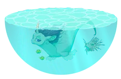 Size: 1000x650 | Tagged: artist:bellmod, curved horn, derpibooru import, fish, lionfish, oc, oc:belladonna bloom, puffer fish, safe, seaponified, sea pony, species swap, underwater, unofficial characters only