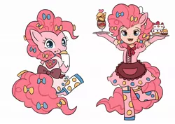 Size: 1024x724 | Tagged: artist:kongyi, clothes, cute, derpibooru import, diapinkes, eared humanization, human, humanized, human ponidox, looking at you, maid, pinkie pie, safe, simple background, tailed humanization