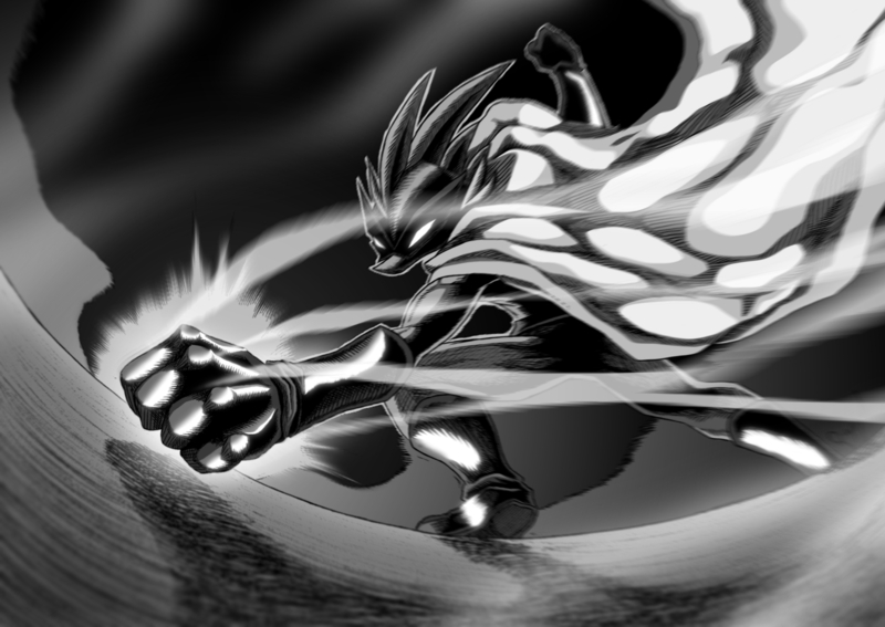 Size: 1523x1080 | Tagged: abs, anime, anthro, artist:quynzel, badass, crossover, derpibooru import, grayscale, humdrum, monochrome, one punch man, power ponies, safe, solo, spike