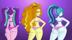 Size: 6400x3600 | Tagged: suggestive, artist:scobionicle99, derpibooru import, adagio dazzle, aria blaze, sonata dusk, equestria girls, adagio dat-azzle, arse-ia blaze, ass, bikini, breasts, busty adagio dazzle, butt, buttcrack, clothes, female, females only, hips, huge butt, large butt, pigtails, ponytail, sexy, sideboob, sonata donk, swimsuit, the ass was fat, the dat-azzlings, the dazzlings, thick, thighs, thunder thighs, twintails, wide hips