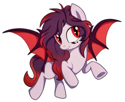 Size: 1507x1227 | Tagged: safe, artist:thebowtieone, derpibooru import, oc, oc:crimson glow, unofficial characters only, bat pony, pony, female, flying, mare, simple background, solo, transparent background