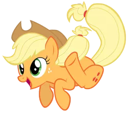 Size: 7900x7000 | Tagged: safe, artist:tardifice, derpibooru import, applejack, pony, the cutie map, absurd resolution, cowboy hat, hat, jumping, open mouth, silly, silly pony, simple background, smiling, solo, stetson, transparent background, vector, who's a silly pony