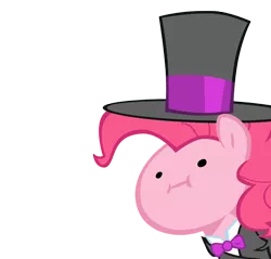 Size: 908x869 | Tagged: safe, derpibooru import, pinkie pie, bowtie, fancy, hat, :i, simple background, solo, top hat, transparent background, wut face