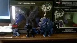 Size: 1632x916 | Tagged: derpibooru import, funko mystery minis, irl, lunar trinity, nightmare moon, photo, princess luna, rarity, s1 luna, safe, vinyl collectible, vinyl figures