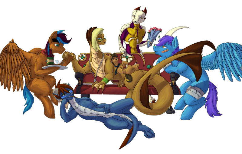 Size: 3200x2042 | Tagged: suggestive, artist:endurethestorm, derpibooru import, oc, oc:endurethestorm jack raines dragon, oc:gtx-media pony, oc:otonashikun pony, oc:professionalpuppy pony, oc:stagetechy dragon, oc:w-alex14 dragon, unofficial characters only, shipping