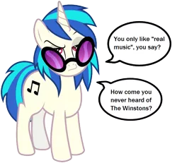 Size: 650x600 | Tagged: derpibooru import, meme, meta, music, music snob vinyl, safe, solo, speech bubble, vinyl scratch