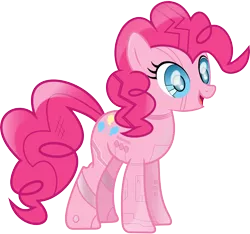 Size: 5000x4673 | Tagged: safe, artist:uxyd, derpibooru import, pinkie pie, pony, robot, robot pony, absurd resolution, pinkie bot, simple background, solo, transparent background, vector