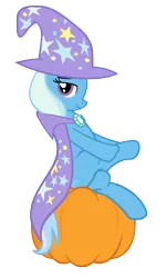 Size: 4600x7600 | Tagged: safe, artist:sofunnyguy, derpibooru import, trixie, pony, unicorn, absurd resolution, female, halloween, mare, pumpkin, simple background, sitting, solo, transparent background, vector