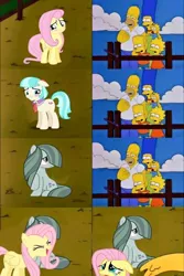 Size: 552x824 | Tagged: safe, artist:caretas, derpibooru import, coco pommel, fluttershy, marble pie, hearthbreakers, abuse, crying, cute, flutterbuse, image, jpeg, marblebetes, shyabetes, slap, the council of shy ponies, the simpsons
