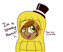 Size: 1280x1054 | Tagged: artist:notenoughapples, ask, clothes, costume, derpibooru import, dialogue, hat, oc, oc:peanut, peanut, safe, solo, spooky, top hat, tumblr, unofficial characters only