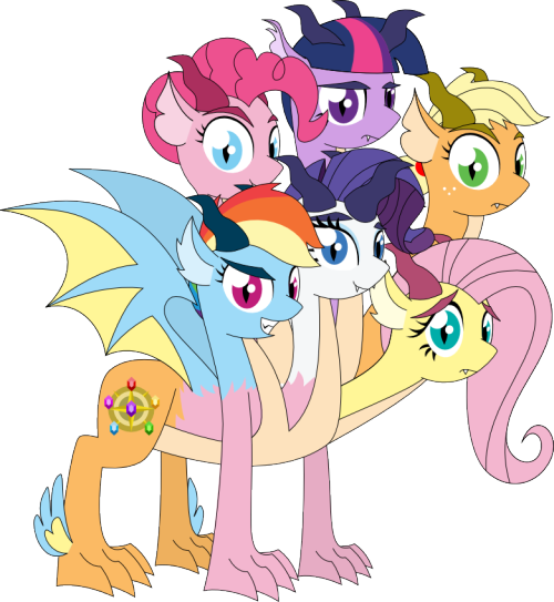 Size: 500x543 | Tagged: applejack, ask hydra mane 6, derpibooru import, fluttershy, mane six, mane six hydra, pinkie pie, rainbow dash, rarity, safe, tumblr, twilight sparkle