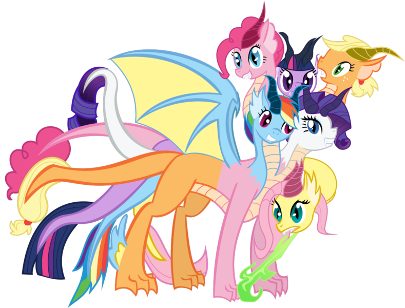 Size: 1280x973 | Tagged: appleflaritwidashpie, applejack, ask hydra mane 6, conjoined, derpibooru import, fire, fire breath, fluttershy, fusion, green fire, hydrafied, hydra pony, mane six, mane six hydra, multiple heads, not salmon, pinkie pie, rainbow dash, rarity, safe, simple background, together forever, transparent background, twilight sparkle, wat, what has magic done, what has science done, you need me