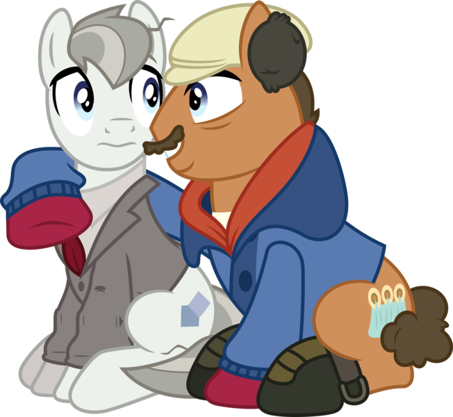 Size: 4348x4000 | Tagged: safe, artist:jeatz-axl, derpibooru import, ponified, earth pony, pony, hearthbreakers, absurd resolution, clothes, coat, del griffith, duo, facial hair, hat, jacket, john candy, looking at each other, male, moustache, neal page, neighl page, planes trains and automobiles, ponyscape, reference, simple background, sitting, stallion, steve martin, transparent background, vector
