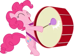 Size: 9791x7406 | Tagged: safe, artist:emedina13, derpibooru import, pinkie pie, pony, a friend in deed, .svg available, absurd resolution, bipedal, drums, simple background, smiling, solo, transparent background, vector