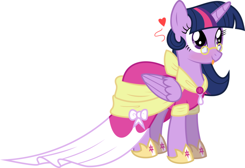 Size: 6997x4790 | Tagged: safe, artist:eagle1division, artist:krusiu42, derpibooru import, edit, twilight sparkle, twilight sparkle (alicorn), alicorn, pony, :p, absurd resolution, adorkable, alternate hairstyle, blushing, clothes, coronation dress, cute, dork, dress, fanfic art, female, glasses, heart, mare, simple background, solo, tongue out, transparent background, twiabetes, vector