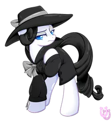 Size: 1087x1180 | Tagged: artist:shadowhulk, clothes, derpibooru import, monochrome, neo noir, noir, partial color, rarity, rarity investigates, safe, solo, trenchcoat