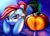 Size: 3789x2755 | Tagged: safe, artist:elzzombie, derpibooru import, rainbow dash, cute, dashabetes, hairband, halloween, heart, holiday, image, jack-o-lantern, jpeg, lip bite, ponytail, pumpkin, solo