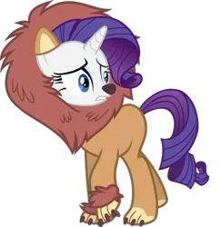 Size: 1000x1027 | Tagged: artist:sikander, clothes, costume, costume swap, cowardly lion, derpibooru import, nightmare night, nightmare night costume, rarity, safe, scare master, simple background, solo, transparent background, vector