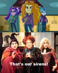 Size: 1904x2404 | Tagged: safe, derpibooru import, edit, screencap, adagio dazzle, aria blaze, sonata dusk, human, siren, equestria girls, rainbow rocks, exploitable meme, hocus pocus, meme, sarah jessica parker, that's my x, the dazzlings, trio, witch