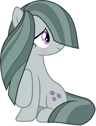 Size: 3200x4182 | Tagged: safe, artist:djdavid98, artist:jeatz-axl, derpibooru import, marble pie, pony, hearthbreakers, .ai available, blushing, cute, hair over one eye, looking back, raised hoof, simple background, sitting, smiling, solo, transparent background, vector