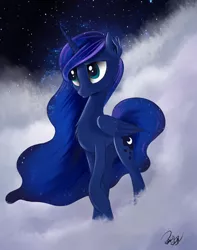 Size: 1936x2457 | Tagged: artist:pajaga, cloud, derpibooru import, night, princess luna, safe, solo, stars