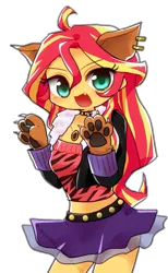 Size: 839x1360 | Tagged: safe, artist:c-minded, derpibooru import, sunset shimmer, werewolf, equestria girls, clawdeen wolf, clothes, costume, crossover, earring, monster high, piercing, solo
