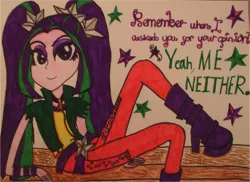 Size: 1428x1038 | Tagged: safe, artist:blazingdazzlingdusk, derpibooru import, aria blaze, equestria girls, rainbow rocks, drawing, the dazzlings, traditional art