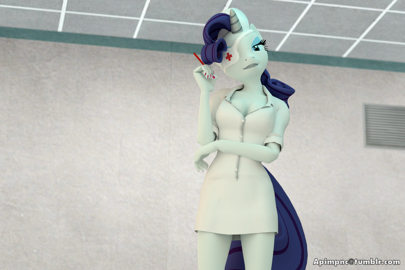 Size: 1621x1080 | Tagged: 3d, anthro, artist:apimpnamedcheerilee, cgi, derpibooru import, elle driver, kill bill, nurse, rarity, suggestive