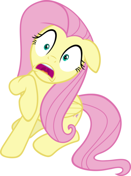 Size: 4463x6000 | Tagged: absurd resolution, artist:slb94, d:, derpibooru import, fluttershy, safe, scared, scare master, shocked, simple background, solo, transparent background, vector