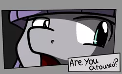 Size: 1024x624 | Tagged: aroused, artist:oakenchi, comic panel, derpibooru import, dialogue, maud pie, reaction image, solo, suggestive