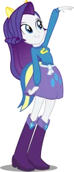 Size: 4417x10210 | Tagged: safe, artist:glitchking123, derpibooru import, rarity, equestria girls, .ai available, .svg available, absurd resolution, boots, canterlot high, clothes, fake tail, pony ears, school spirit, simple background, skirt, solo, sweater, transparent background, vector, wondercolts